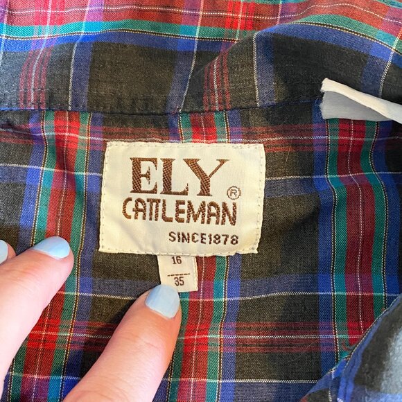 Vintage Ely Cattleman Plaid Button Down Shirt 16/35 - Picture 5 of 5